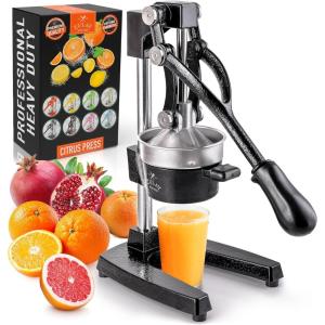 imageZulay Kitchen CastIron Orange Juice Squeezer  HeavyDuty EasytoClean Professional Citrus Juicer  Durable Stainless Steel Lemon Squeezer  Sturdy Manual Citrus Press ampamp Orange Squeezer PinkBlack