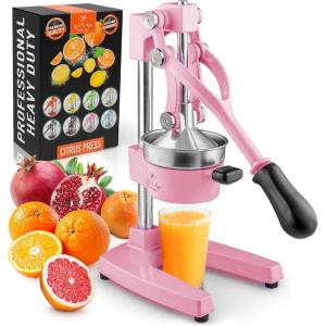 imageZulay Kitchen CastIron Orange Juice Squeezer  HeavyDuty EasytoClean Professional Citrus Juicer  Durable Stainless Steel Lemon Squeezer  Sturdy Manual Citrus Press ampamp Orange Squeezer PinkPink