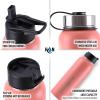imageHydration Nation 3 Lid MultiSize Vacuum Insulated Water Bottles with Straw  Metal Water Bottle For Sports ampamp Outdoor  Thermo Stainless Steel Water Bottle  Perfect for Hot ampamp Cold Drinks BluePeach