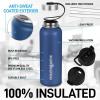 imageHydration Nation 3 Lid MultiSize Vacuum Insulated Water Bottles with Straw  Metal Water Bottle For Sports ampamp Outdoor  Thermo Stainless Steel Water Bottle  Perfect for Hot ampamp Cold Drinks BlueTwilight Blue