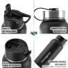 imageHydration Nation 3 Lid MultiSize Vacuum Insulated Water Bottles with Straw  Metal Water Bottle For Sports ampamp Outdoor  Thermo Stainless Steel Water Bottle  Perfect for Hot ampamp Cold Drinks BlueMidnight Black