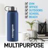 imageHydration Nation 3 Lid MultiSize Vacuum Insulated Water Bottles with Straw  Metal Water Bottle For Sports ampamp Outdoor  Thermo Stainless Steel Water Bottle  Perfect for Hot ampamp Cold Drinks BlueTwilight Blue