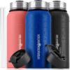 imageHydration Nation 3 Lid MultiSize Vacuum Insulated Water Bottles with Straw  Metal Water Bottle For Sports ampamp Outdoor  Thermo Stainless Steel Water Bottle  Perfect for Hot ampamp Cold Drinks BlueTwilight Blue