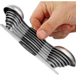 imageZulay Kitchen Stackable Magnetic Spoons Set of 8  Dual Sided Magnetic Measuring Spoons Set Fits In Spice Jars  Stainless Steel Measuring Spoons Magnetic For Dry and Liquid Ingredients Black