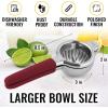 imageZulay Lemon Squeezer Stainless Steel with Premium Heavy Duty Solid Metal Squeezer Bowl and Food Grade Silicone Handles  Large Manual Citrus Press Juicer and Lime Squeezer Stainless Steel CranberryCranberry