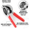 imageZulay Lemon Squeezer Stainless Steel with Premium Heavy Duty Solid Metal Squeezer Bowl and Food Grade Silicone Handles  Large Manual Citrus Press Juicer and Lime Squeezer Stainless Steel CranberryRed