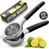 imageZulay Lemon Squeezer Stainless Steel with Premium Heavy Duty Solid Metal Squeezer Bowl and Food Grade Silicone Handles  Large Manual Citrus Press Juicer and Lime Squeezer Stainless Steel CranberryBlack