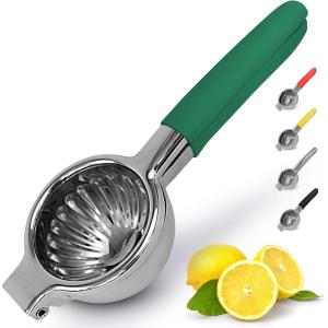 imageZulay Lemon Squeezer Stainless Steel with Premium Heavy Duty Solid Metal Squeezer Bowl and Food Grade Silicone Handles  Large Manual Citrus Press Juicer and Lime Squeezer Stainless Steel CranberryGreen