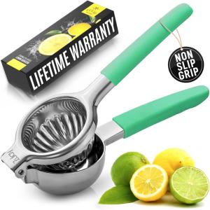 imageZulay Lemon Squeezer Stainless Steel with Premium Heavy Duty Solid Metal Squeezer Bowl and Food Grade Silicone Handles  Large Manual Citrus Press Juicer and Lime Squeezer Stainless Steel CranberryFresh Mint
