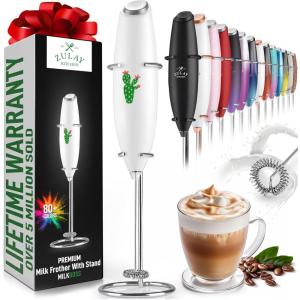 imageZulay Powerful Milk Frother Handheld Foam Maker for Lattes  Whisk Drink Mixer for Coffee Mini Foamer for Cappuccino Frappe Matcha Hot Chocolate by Milk Boss Candy GreenKitchen Cactus