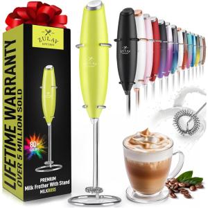 imageZulay Powerful Milk Frother Handheld Foam Maker for Lattes  Whisk Drink Mixer for Coffee Mini Foamer for Cappuccino Frappe Matcha Hot Chocolate by Milk Boss Candy GreenLime Green