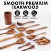 imageZulay Kitchen 10Piece Wooden Spoons for Cooking  Smooth Finish Teak Wooden Utensils for Cooking  Soft ComfortGrip Wood Spoons for Cooking  NonStick Wooden Cooking Utensils  Wooden Spoon Sets15 Piece SetGift Box