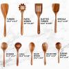 imageZulay Kitchen 10Piece Wooden Spoons for Cooking  Smooth Finish Teak Wooden Utensils for Cooking  Soft ComfortGrip Wood Spoons for Cooking  NonStick Wooden Cooking Utensils  Wooden Spoon SetsWooden Cooking Utensils