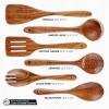imageZulay Kitchen 10Piece Wooden Spoons for Cooking  Smooth Finish Teak Wooden Utensils for Cooking  Soft ComfortGrip Wood Spoons for Cooking  NonStick Wooden Cooking Utensils  Wooden Spoon SetsLarge 6Piece Set