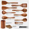 imageZulay Kitchen 10Piece Wooden Spoons for Cooking  Smooth Finish Teak Wooden Utensils for Cooking  Soft ComfortGrip Wood Spoons for Cooking  NonStick Wooden Cooking Utensils  Wooden Spoon Sets15 Piece SetGift Box