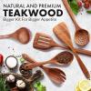 imageZulay Kitchen 10Piece Wooden Spoons for Cooking  Smooth Finish Teak Wooden Utensils for Cooking  Soft ComfortGrip Wood Spoons for Cooking  NonStick Wooden Cooking Utensils  Wooden Spoon SetsLarge 6Piece Set