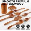 imageZulay Kitchen 10Piece Wooden Spoons for Cooking  Smooth Finish Teak Wooden Utensils for Cooking  Soft ComfortGrip Wood Spoons for Cooking  NonStick Wooden Cooking Utensils  Wooden Spoon Sets10Piece Set