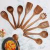 imageZulay Kitchen 10Piece Wooden Spoons for Cooking  Smooth Finish Teak Wooden Utensils for Cooking  Soft ComfortGrip Wood Spoons for Cooking  NonStick Wooden Cooking Utensils  Wooden Spoon SetsWooden Cooking Utensils