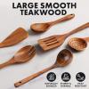 imageZulay Kitchen 10Piece Wooden Spoons for Cooking  Smooth Finish Teak Wooden Utensils for Cooking  Soft ComfortGrip Wood Spoons for Cooking  NonStick Wooden Cooking Utensils  Wooden Spoon SetsLarge 6Piece Set