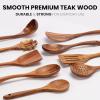 imageZulay Kitchen 10Piece Wooden Spoons for Cooking  Smooth Finish Teak Wooden Utensils for Cooking  Soft ComfortGrip Wood Spoons for Cooking  NonStick Wooden Cooking Utensils  Wooden Spoon Sets9Piece Set