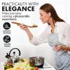 imageZulay Kitchen 10Piece Wooden Spoons for Cooking  Smooth Finish Teak Wooden Utensils for Cooking  Soft ComfortGrip Wood Spoons for Cooking  NonStick Wooden Cooking Utensils  Wooden Spoon SetsLarge 6Piece Set