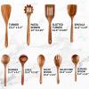 imageZulay Kitchen 10Piece Wooden Spoons for Cooking  Smooth Finish Teak Wooden Utensils for Cooking  Soft ComfortGrip Wood Spoons for Cooking  NonStick Wooden Cooking Utensils  Wooden Spoon Sets9Piece Set