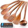 imageZulay Kitchen 10Piece Wooden Spoons for Cooking  Smooth Finish Teak Wooden Utensils for Cooking  Soft ComfortGrip Wood Spoons for Cooking  NonStick Wooden Cooking Utensils  Wooden Spoon SetsLarge 6Piece Set