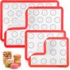imageZulay Set of 4 Silicone Baking Mat  Macaron Silicone Baking Mats With Preprinted Template Design  Non Stick ampamp Reusable Silicone Baking Sheet  2 Half Size  2 Quarter Size RedRed