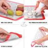 imageZulay Set of 4 Silicone Baking Mat  Macaron Silicone Baking Mats With Preprinted Template Design  Non Stick ampamp Reusable Silicone Baking Sheet  2 Half Size  2 Quarter Size RedRed