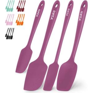 imageZulay 4pcs Silicone Spatula Set  Heat Resistant Silicone Tools for Cooking Baking ampamp Mixing  One Piece Design Spatulas for NonStick Cookware  Durable Stainless Steel Core Purple4 Pack Purple