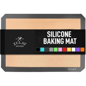 imageZulay Set of 4 Silicone Baking Mat  Macaron Silicone Baking Mats With Preprinted Template Design  Non Stick ampamp Reusable Silicone Baking Sheet  2 Half Size  2 Quarter Size RedDark Gray