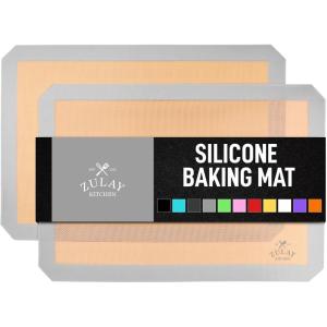 imageZulay Set of 4 Silicone Baking Mat  Macaron Silicone Baking Mats With Preprinted Template Design  Non Stick ampamp Reusable Silicone Baking Sheet  2 Half Size  2 Quarter Size RedLight Gray