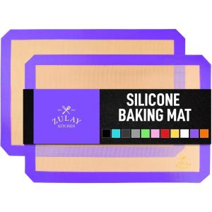 imageZulay Set of 4 Silicone Baking Mat  Macaron Silicone Baking Mats With Preprinted Template Design  Non Stick ampamp Reusable Silicone Baking Sheet  2 Half Size  2 Quarter Size RedPurple