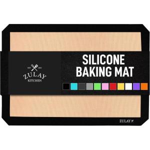 imageZulay Set of 4 Silicone Baking Mat  Macaron Silicone Baking Mats With Preprinted Template Design  Non Stick ampamp Reusable Silicone Baking Sheet  2 Half Size  2 Quarter Size RedBlack