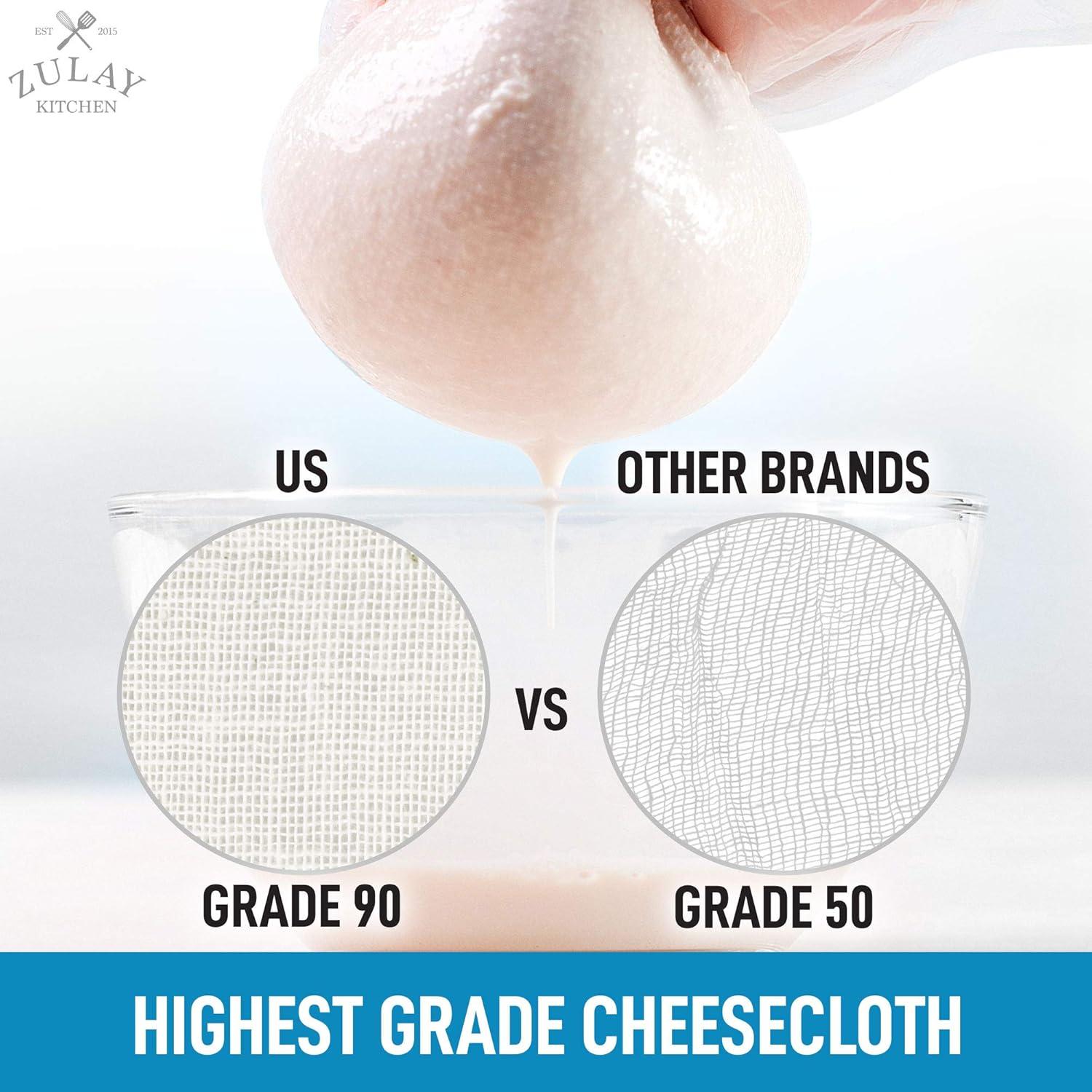 imageZulay Grade 90 Cheesecloth  Unbleached ampamp Reusable Ultra Fine Cheese Cloths  Pure Cotton Food Grade Cloths For Cooking Straining Basting Making Cheese Decoration and More 2 Yard3 yard