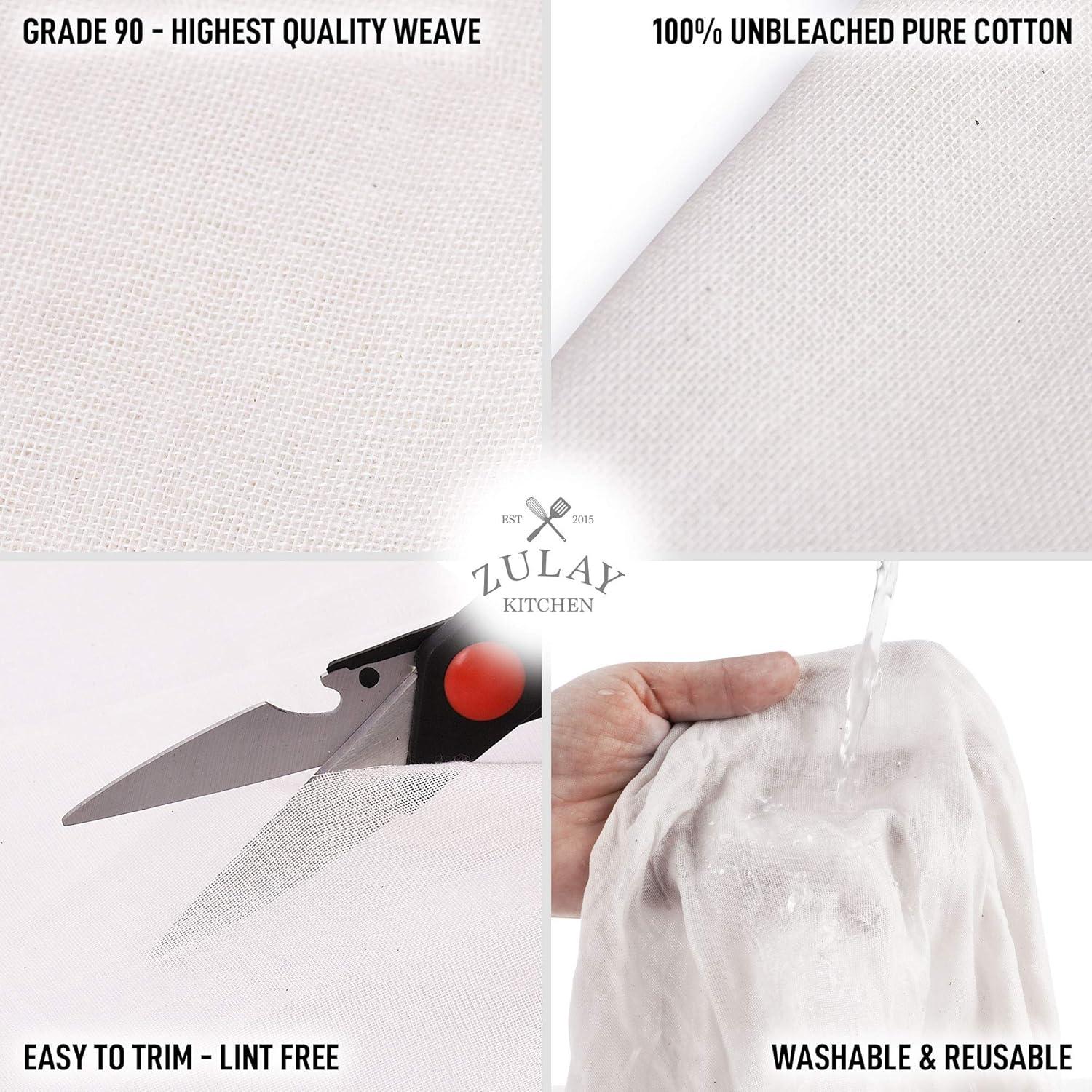 imageZulay Grade 90 Cheesecloth  Unbleached ampamp Reusable Ultra Fine Cheese Cloths  Pure Cotton Food Grade Cloths For Cooking Straining Basting Making Cheese Decoration and More 2 Yard2 yard