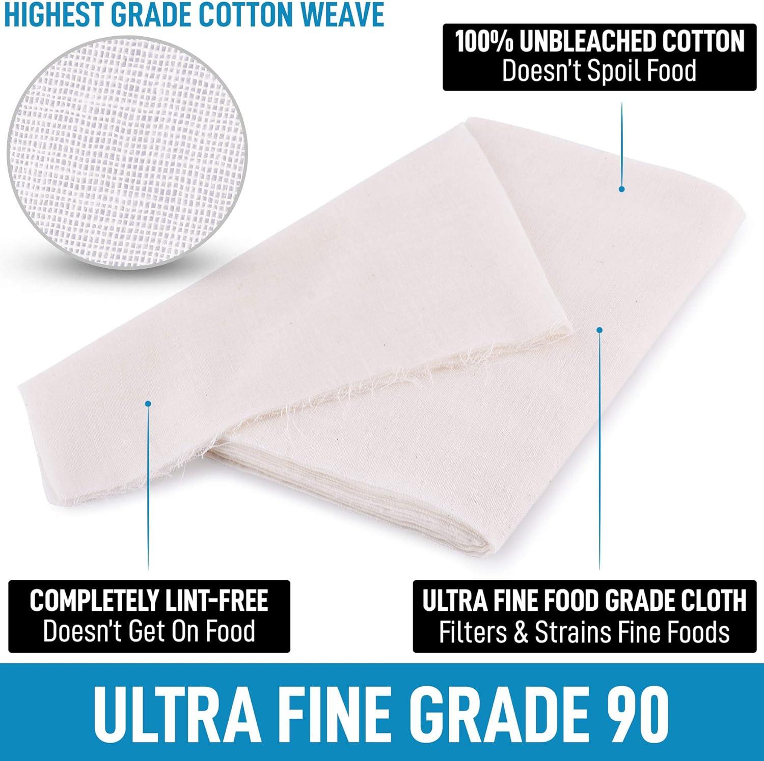imageZulay Grade 90 Cheesecloth  Unbleached ampamp Reusable Ultra Fine Cheese Cloths  Pure Cotton Food Grade Cloths For Cooking Straining Basting Making Cheese Decoration and More 2 Yard2 yard