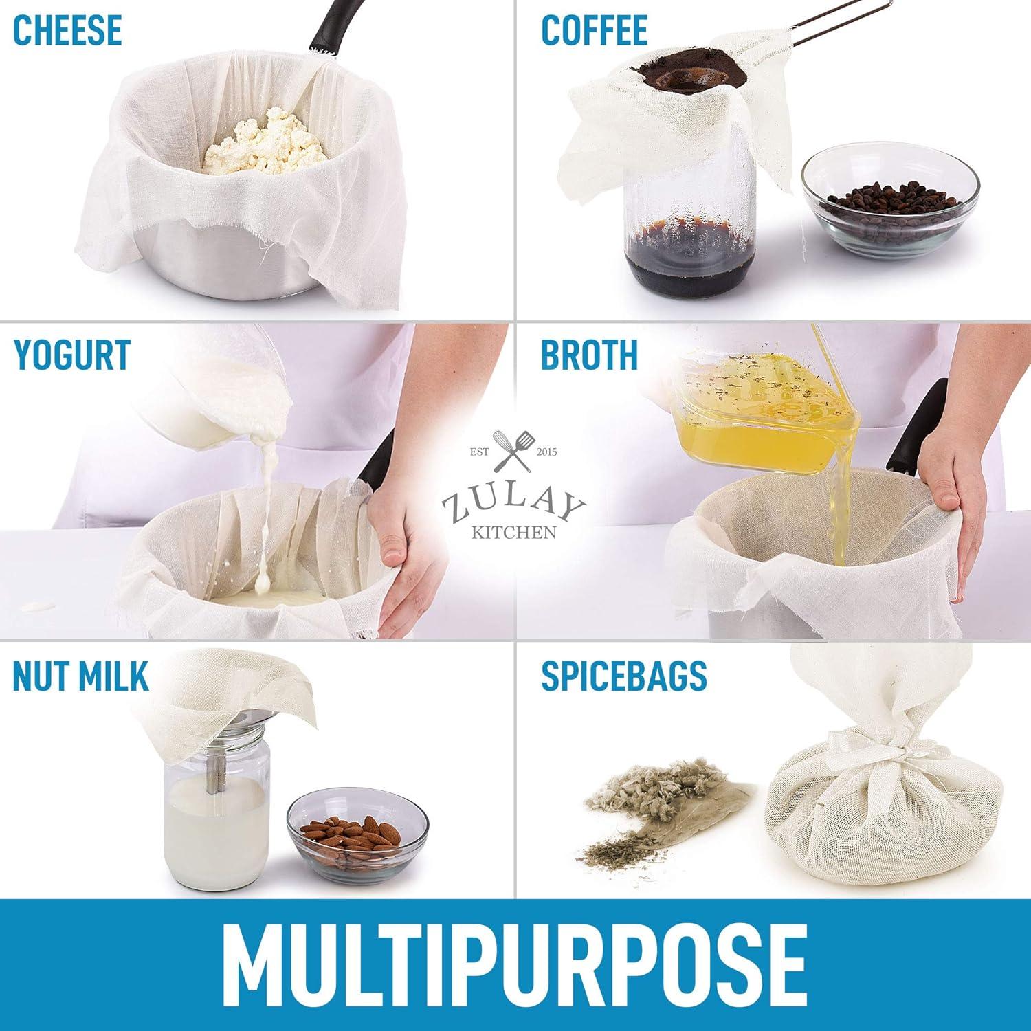 imageZulay Grade 90 Cheesecloth  Unbleached ampamp Reusable Ultra Fine Cheese Cloths  Pure Cotton Food Grade Cloths For Cooking Straining Basting Making Cheese Decoration and More 2 Yard3 yard