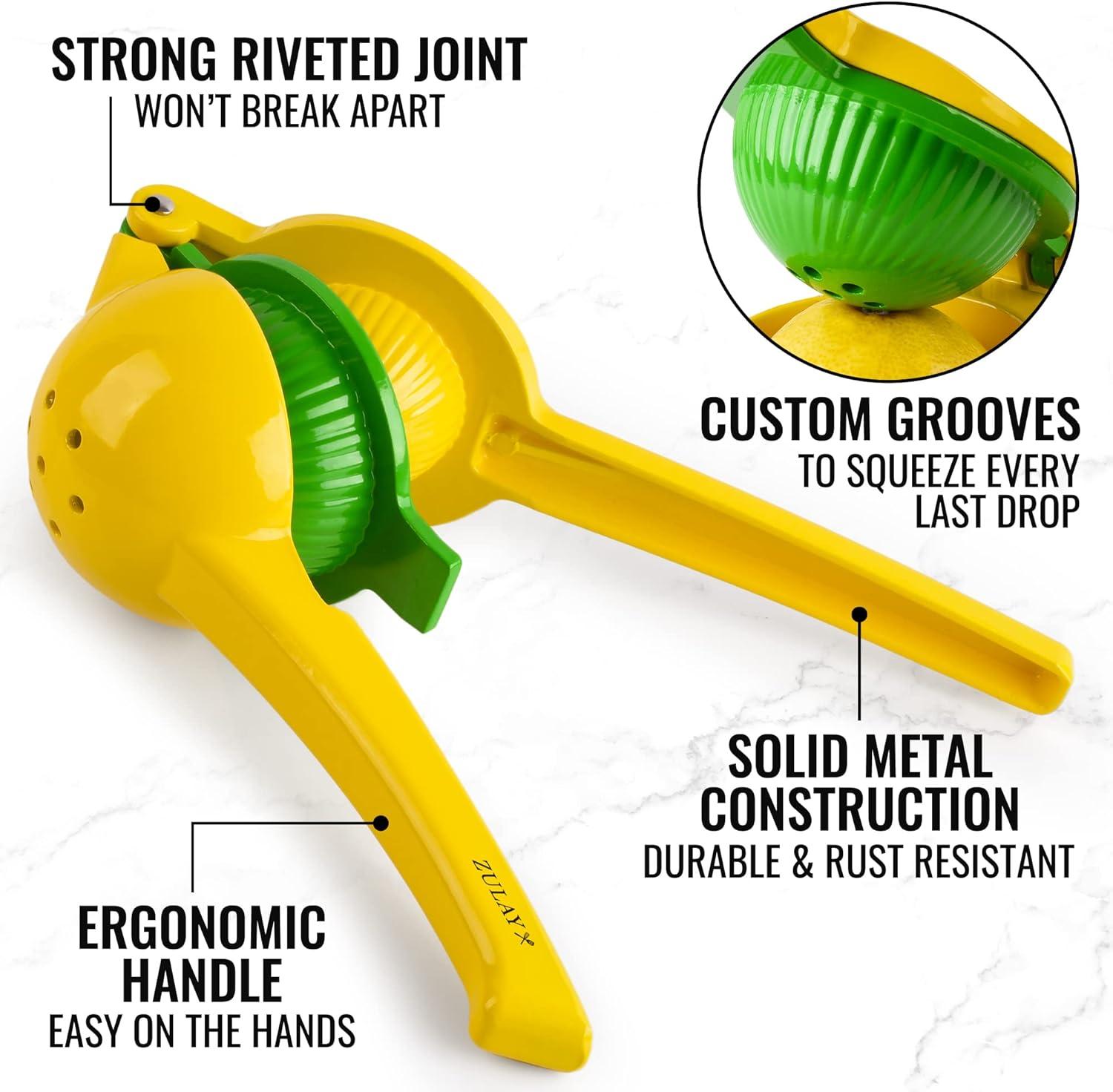 imageZulay Metal 2In1 Lemon Lime Squeezer  Hand Juicer Lemon Squeezer Gets Every Last Drop and Powerful Rechargeable Travel Milk Frother with Case  Froth N Go Compact Handheld Foam Maker