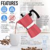 imageZulay Kitchen Classic Stovetop Espresso Maker for Great Flavored Strong Espresso Classic Italian Style 3 Espresso Cup Moka Pot Makes Delicious Coffee Easy to Operate ampamp Quick Cleanup PotCoral Red
