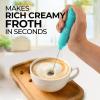 imageZulay Kitchen Powerful Milk Frother Wand  Mini Milk Frother Handheld Stainless Steel  Battery Operated Drink Mixer for Coffee Lattes Cappuccino Matcha  Froth Mate Milk Frother Gift  WhiteCool Teal