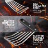 imageZulay Kitchen Stainless Steel Slotted Serving Spoon  Large Frying Spoon Skimmer  Durable Utensil with Ergonomic Easy to Use Handle  Easy to Clean Perfect for at Home Cooks ampamp Chefs  145Fish Turner