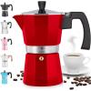 imageZulay Kitchen Classic Stovetop Espresso Maker for Great Flavored Strong Espresso Classic Italian Style 3 Espresso Cup Moka Pot Makes Delicious Coffee Easy to Operate ampamp Quick Cleanup PotRed