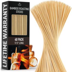 imageZulay 100 Pack Bamboo Wooden Skewers  175quot Marshmallow Roasting Sticks ampamp Barbeque Skewers For Campfire  Authentic Bamboo Sticks ampamp Smores Sticks For Grilling Hotdogs Kabobs BBQ ampamp More175 Inch