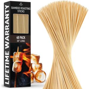 imageZulay 100 Pack Bamboo Wooden Skewers  175quot Marshmallow Roasting Sticks ampamp Barbeque Skewers For Campfire  Authentic Bamboo Sticks ampamp Smores Sticks For Grilling Hotdogs Kabobs BBQ ampamp More30 Inch