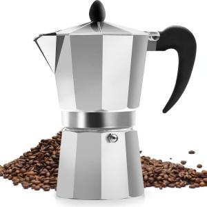 imageZulay Kitchen Classic Stovetop Espresso Maker for Great Flavored Strong Espresso Classic Italian Style 3 Espresso Cup Moka Pot Makes Delicious Coffee Easy to Operate ampamp Quick Cleanup PotPolished Silver