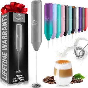 imageZulay Kitchen Powerful Milk Frother Wand  Mini Milk Frother Handheld Stainless Steel  Battery Operated Drink Mixer for Coffee Lattes Cappuccino Matcha  Froth Mate Milk Frother Gift  WhiteGray