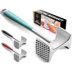 imageZulay Professional Meat Tenderizer Tool  Dual Sided Meat Mallet Pounder With Comfort Grip Handle  Heavy Duty Meat Hammer Tenderizer  Meat Tenderizer Mallet ampamp Meat Pounder  10 RedMint