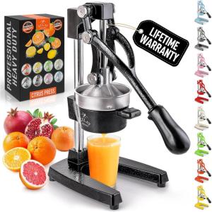 imageZulay Kitchen CastIron Orange Juice Squeezer  HeavyDuty EasytoClean Professional Citrus Juicer  Durable Stainless Steel Lemon Squeezer  Sturdy Manual Citrus Press ampamp Orange Squeezer CreamBlack
