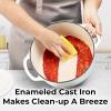 imageZulay Kitchen 6 Quart Enameled Cast Iron Dutch Oven with Lid  Premium Durability ampamp Oven Safe up to 500F  Heavy Duty Cookware Perfect for Bread Baking Stews Braising ampamp Roasting  RedPearl White
